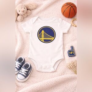 White Baby Onesie with Golden State Warriors Logo